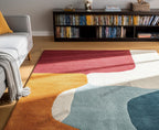 Colorful Abstract Hand Tufted Rug, Mid Century Modern Wool Area Rugs for Living Room