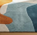 Colorful Abstract Hand Tufted Rug, Mid Century Modern Wool Area Rugs for Living Room