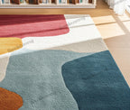 Colorful Abstract Hand Tufted Rug, Mid Century Modern Wool Area Rugs for Living Room
