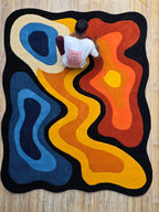 Modern 3D Colorful Hand Tufted Rug, Funky Orange Kitchen Carpet
