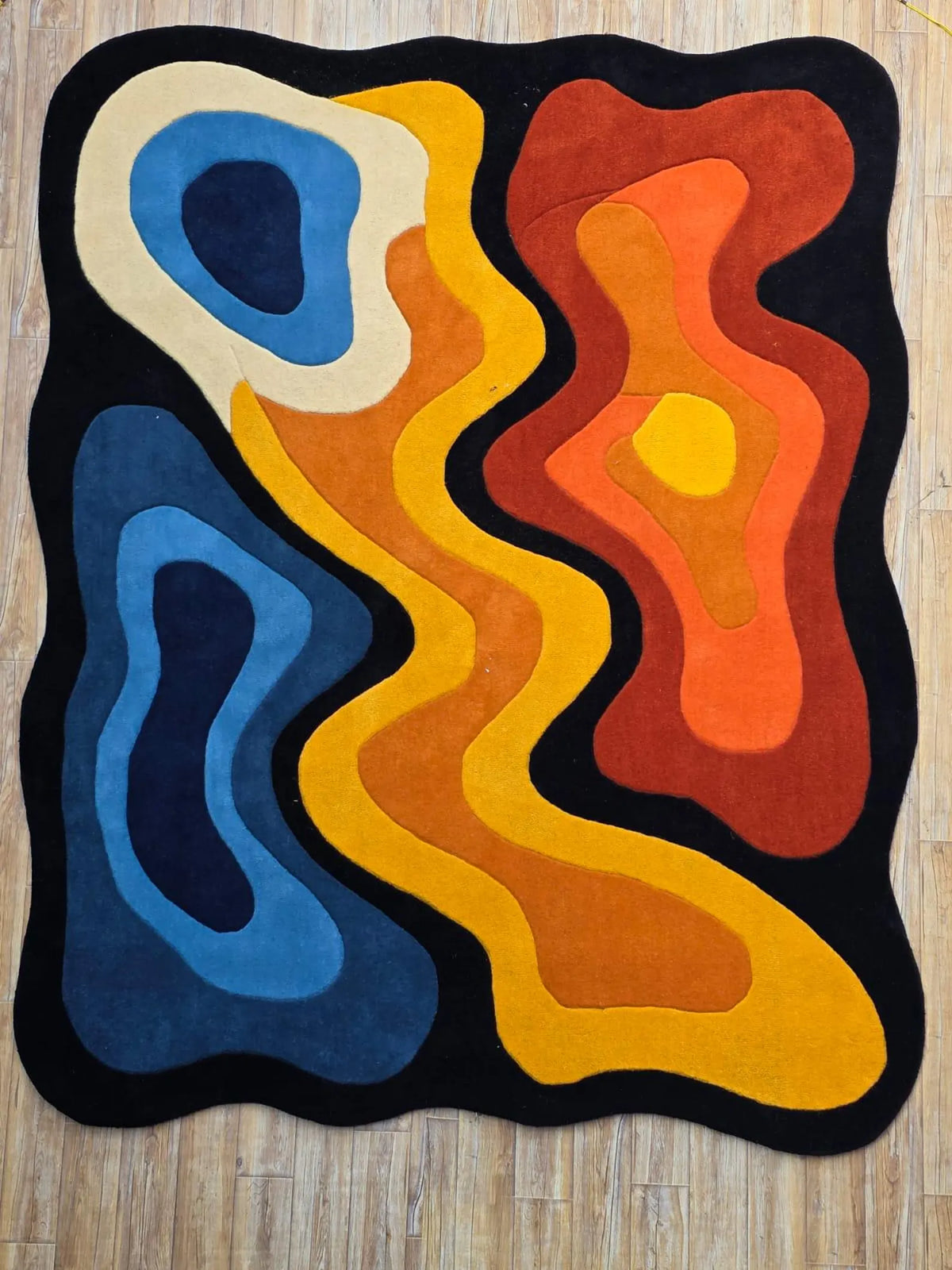 Modern 3D Colorful Hand Tufted Rug, Funky Orange Kitchen Carpet