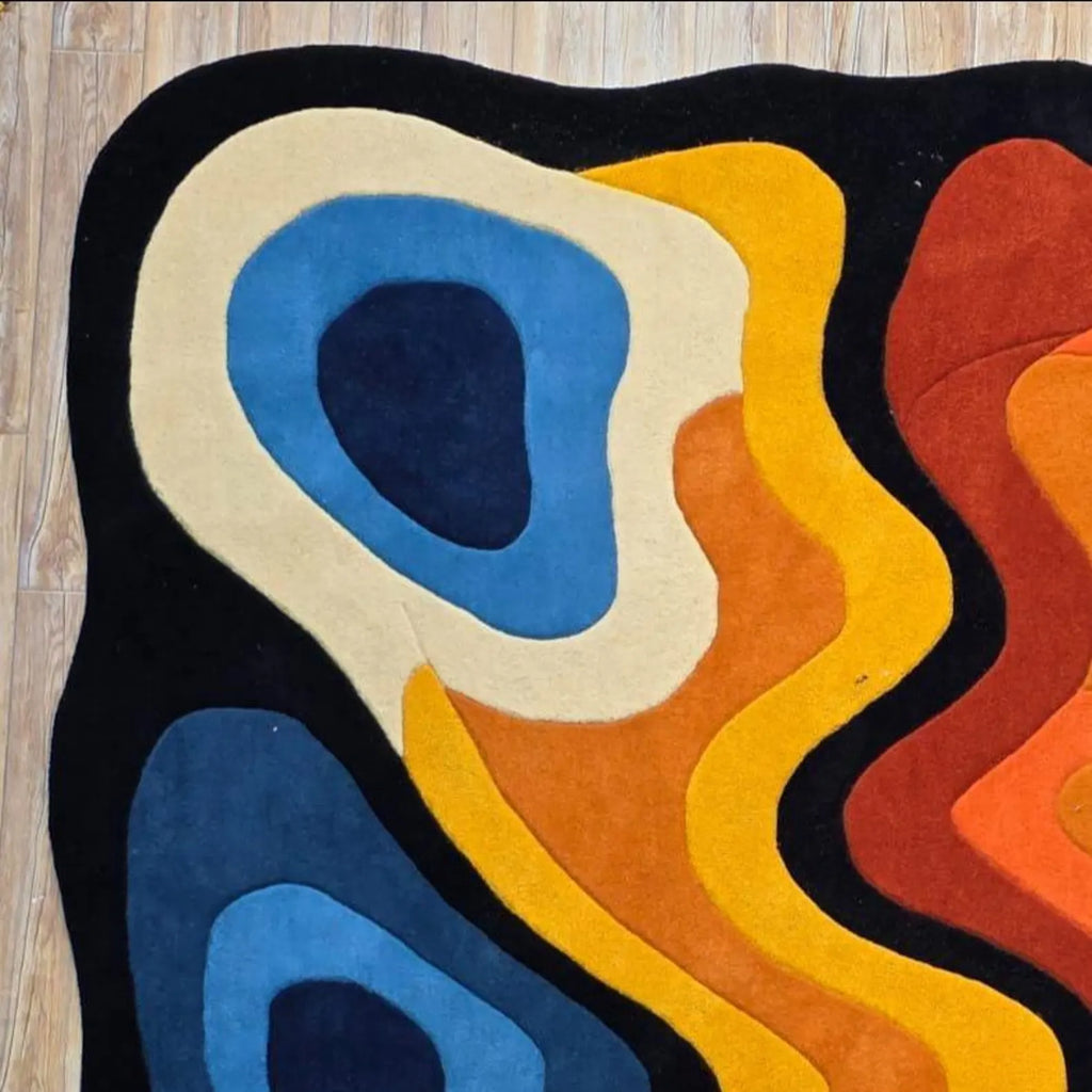 Modern 3D Colorful Hand Tufted Rug, Funky Orange Kitchen Carpet