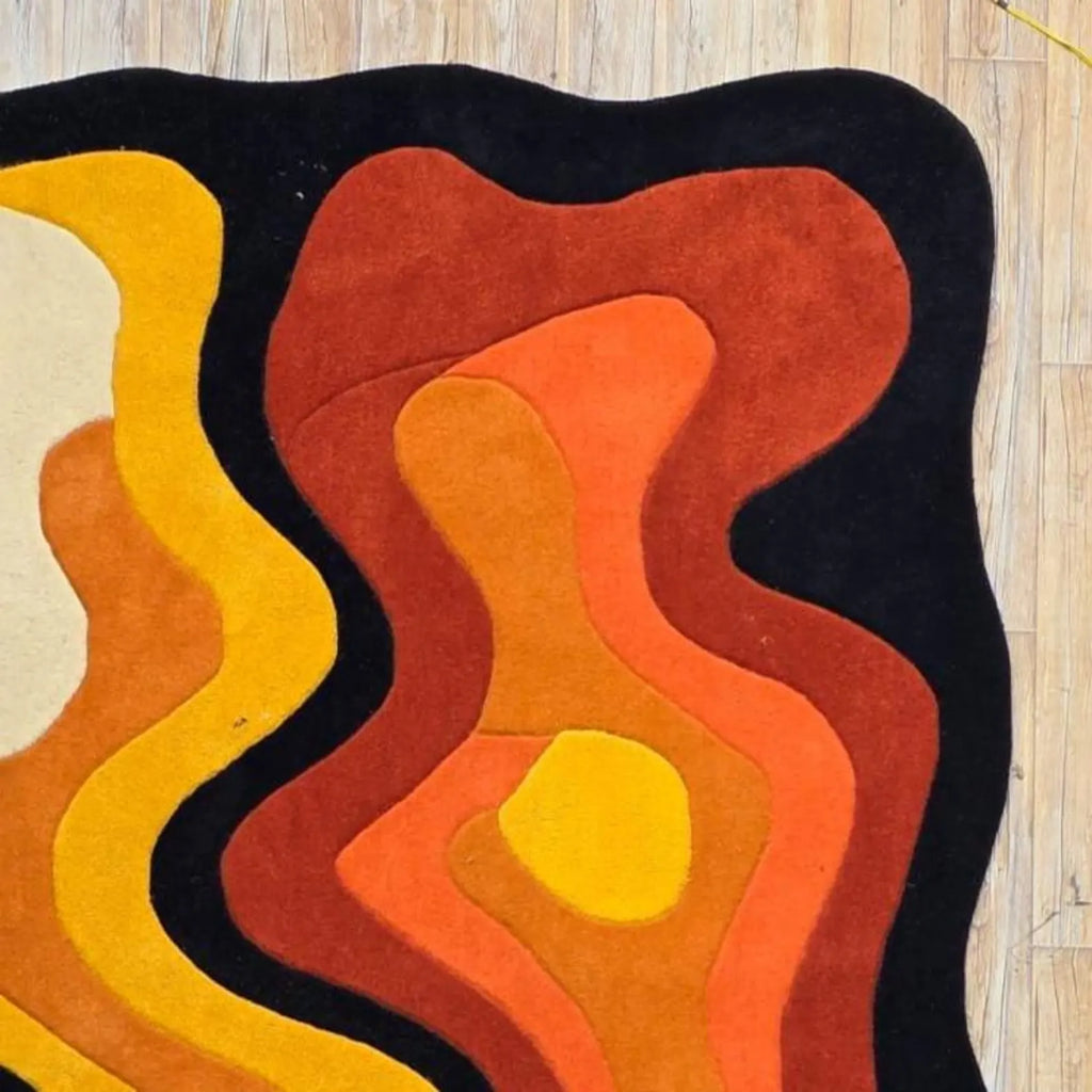 Modern 3D Colorful Hand Tufted Rug, Funky Orange Kitchen Carpet