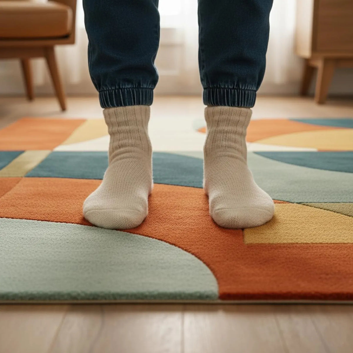 Retro 70s Abstract Area Rug | Groovy Art Rugs & Carpets