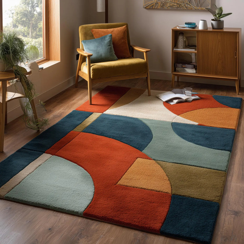 Retro 70s Abstract Area Rug | Groovy Art Rugs & Carpets