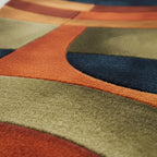 Mid Century Wavy Abstract Rug, Retro Geometric Pattern Carpet