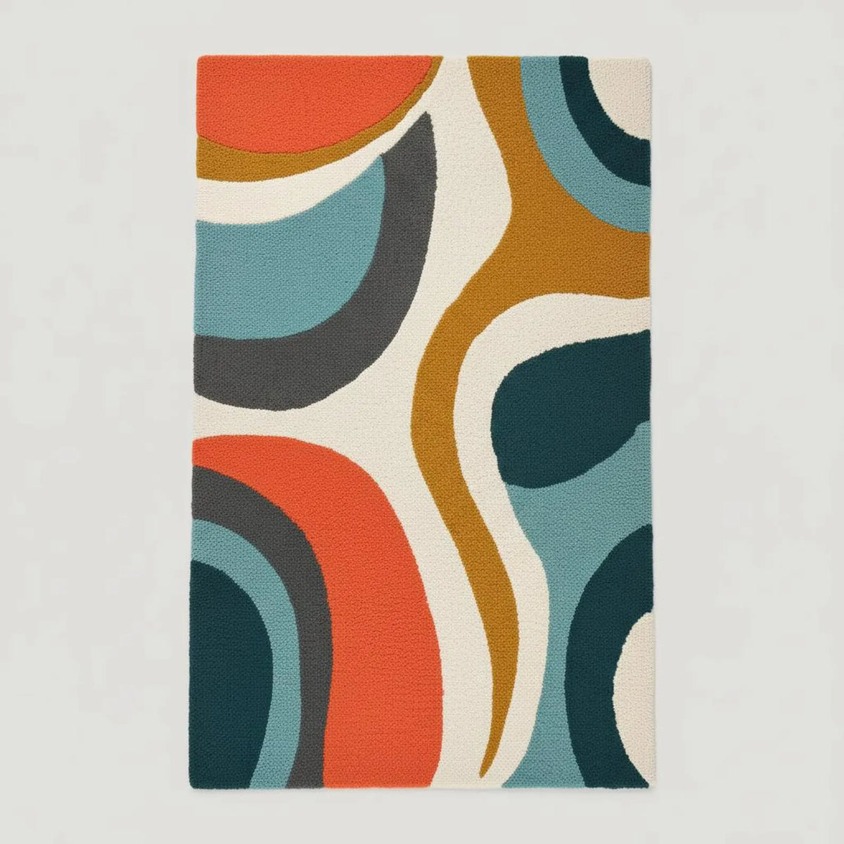 Hand Tufted Area Rug: Mid Century Modern Wavy Abstract Teppich Carpets