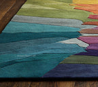 Modern Abstract Hand Tufted Wool Rug with Multicolor Gradient Design – Contemporary Artistic Area Carpet for Living Room & Bedroom.