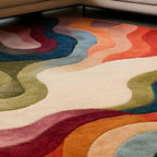 Groovy Waves Colorful Hand Tufted Wool Rug-Color Pop Carpet for Living room Bedroom Guest room Nursery