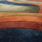Mid Century Wavy Abstract Rug, Retro Geometric Pattern Carpet