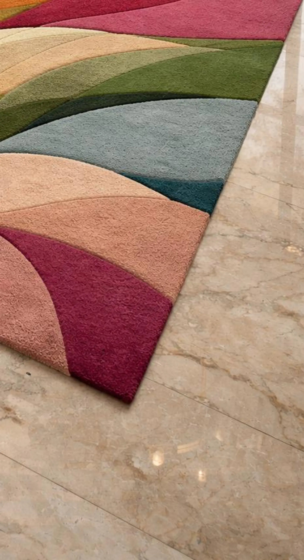 Hand-Tufted Abstract Wool Rug, Colorful Modern Living Room Carpet