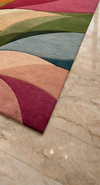 Hand-Tufted Abstract Wool Rug, Colorful Modern Living Room Carpet