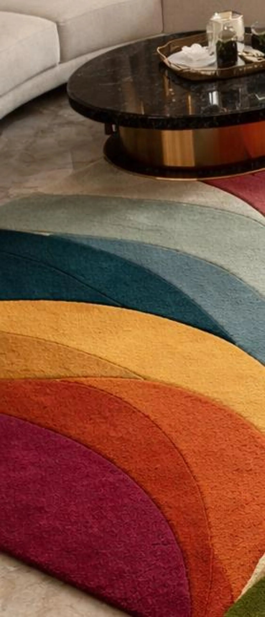 Hand-Tufted Abstract Wool Rug, Colorful Modern Living Room Carpet