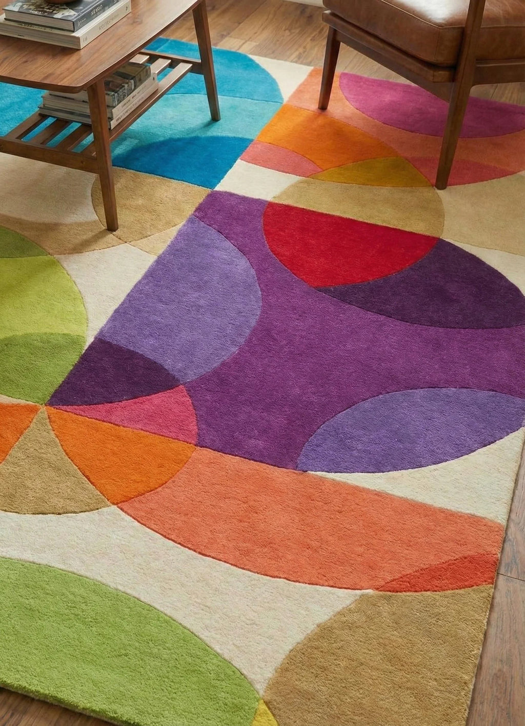 Colorful Geometric Area Rug Modern Abstract Hand-Tufted Statement Rug for Living Room Bedroom Custom Size