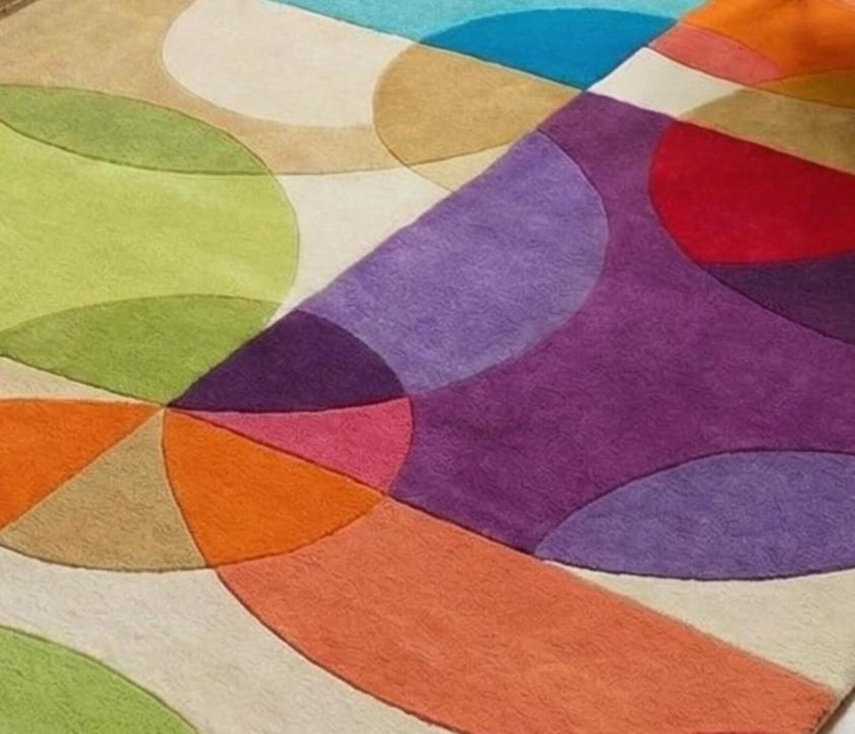 Colorful Geometric Area Rug Modern Abstract Hand-Tufted Statement Rug for Living Room Bedroom Custom Size