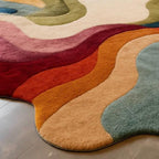 Groovy Waves Colorful Hand Tufted Wool Rug-Color Pop Carpet for Living room Bedroom Guest room Nursery
