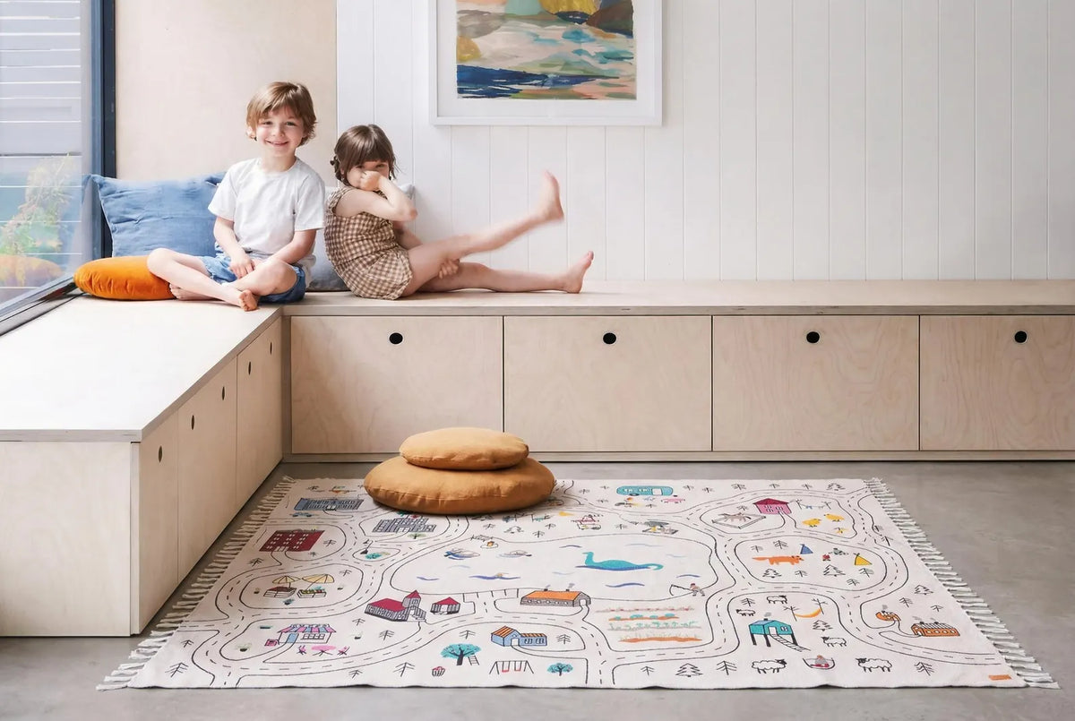 Kids Rug: Road Map Carpet for Playroom