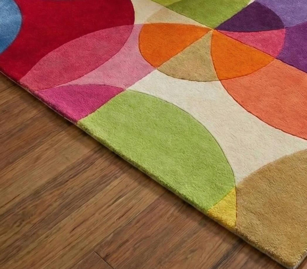 Colorful Geometric Area Rug Modern Abstract Hand-Tufted Statement Rug for Living Room Bedroom Custom Size
