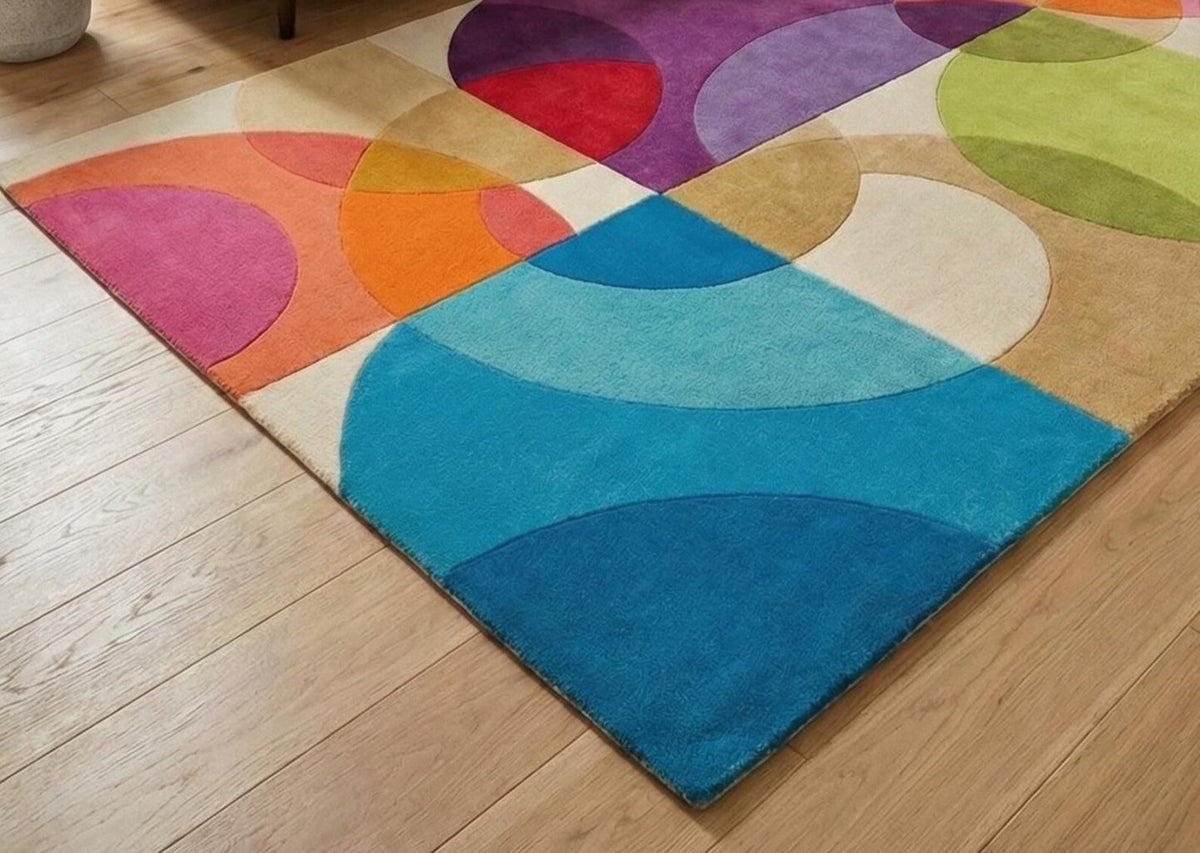 Colorful Geometric Area Rug Modern Abstract Hand-Tufted Statement Rug for Living Room Bedroom Custom Size