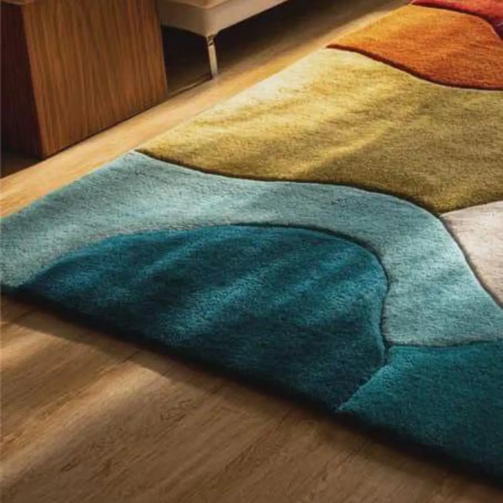 Hand-Tufted Wool Rug: Modern Multicolor Stone Abstract Living room Contemporary Italian Carpet