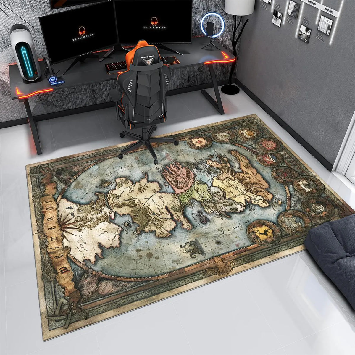 Westeros Map Rug, GOT themed map rug, Fantasy World Map Area Rug, Medieval Kingdom Map Carpet
