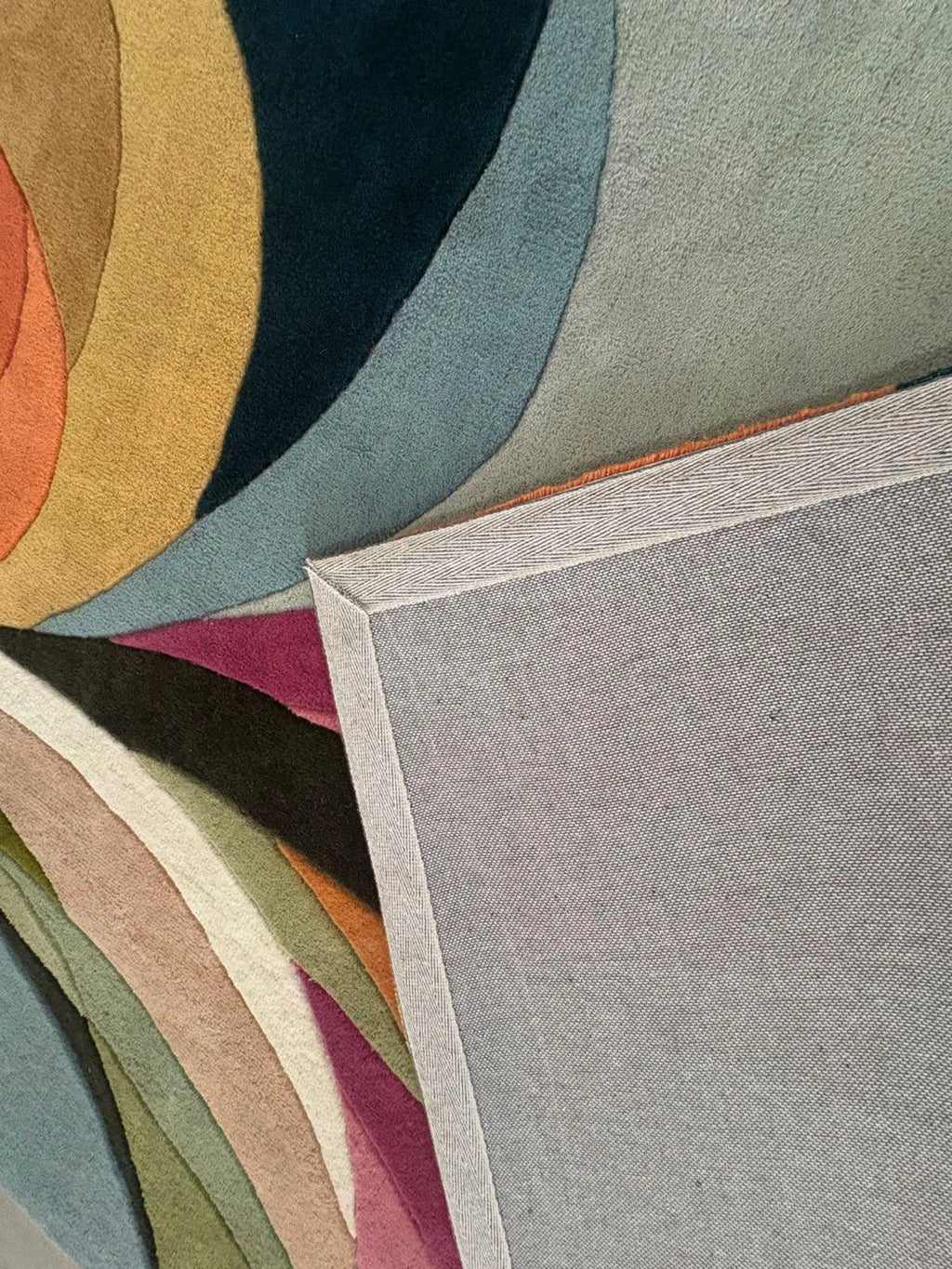 Hand-Tufted Abstract Wool Rug, Colorful Modern Living Room Carpet
