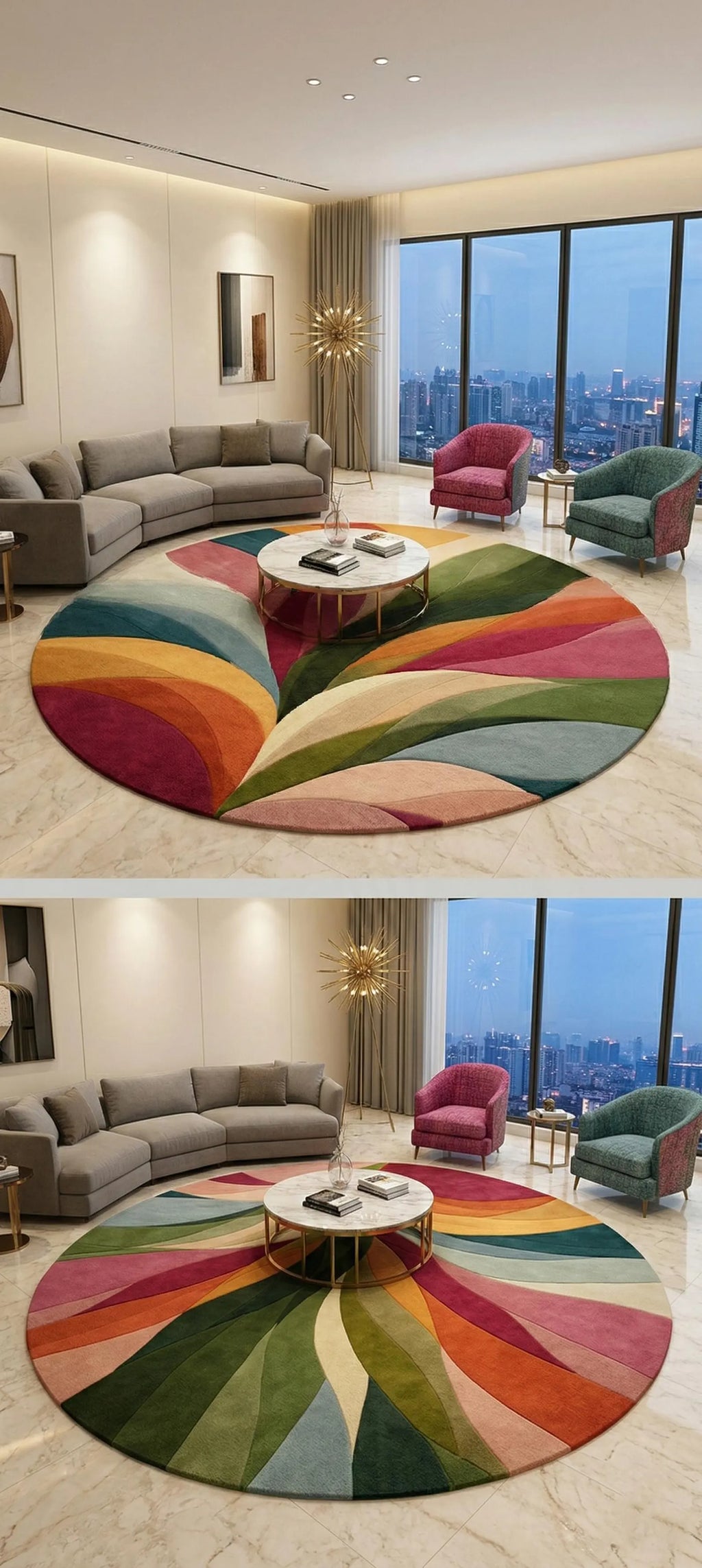 Hand-Tufted Abstract Wool Rug, Colorful Modern Living Room Carpet