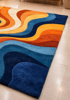 Modern Abstract Area Rug, Colorful Wavy Pattern Rug & Carpets