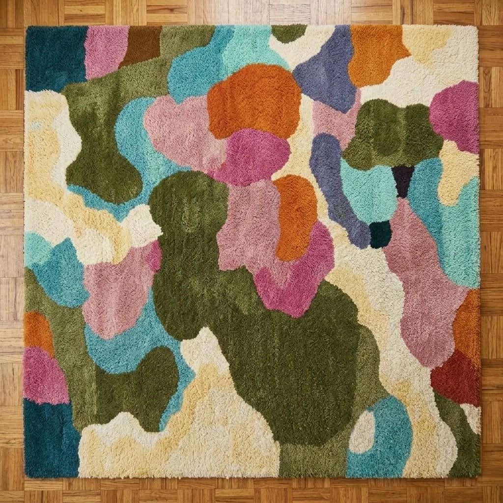 Hand Tufted Floral Rug | Modern Abstract Carpet for Living Room