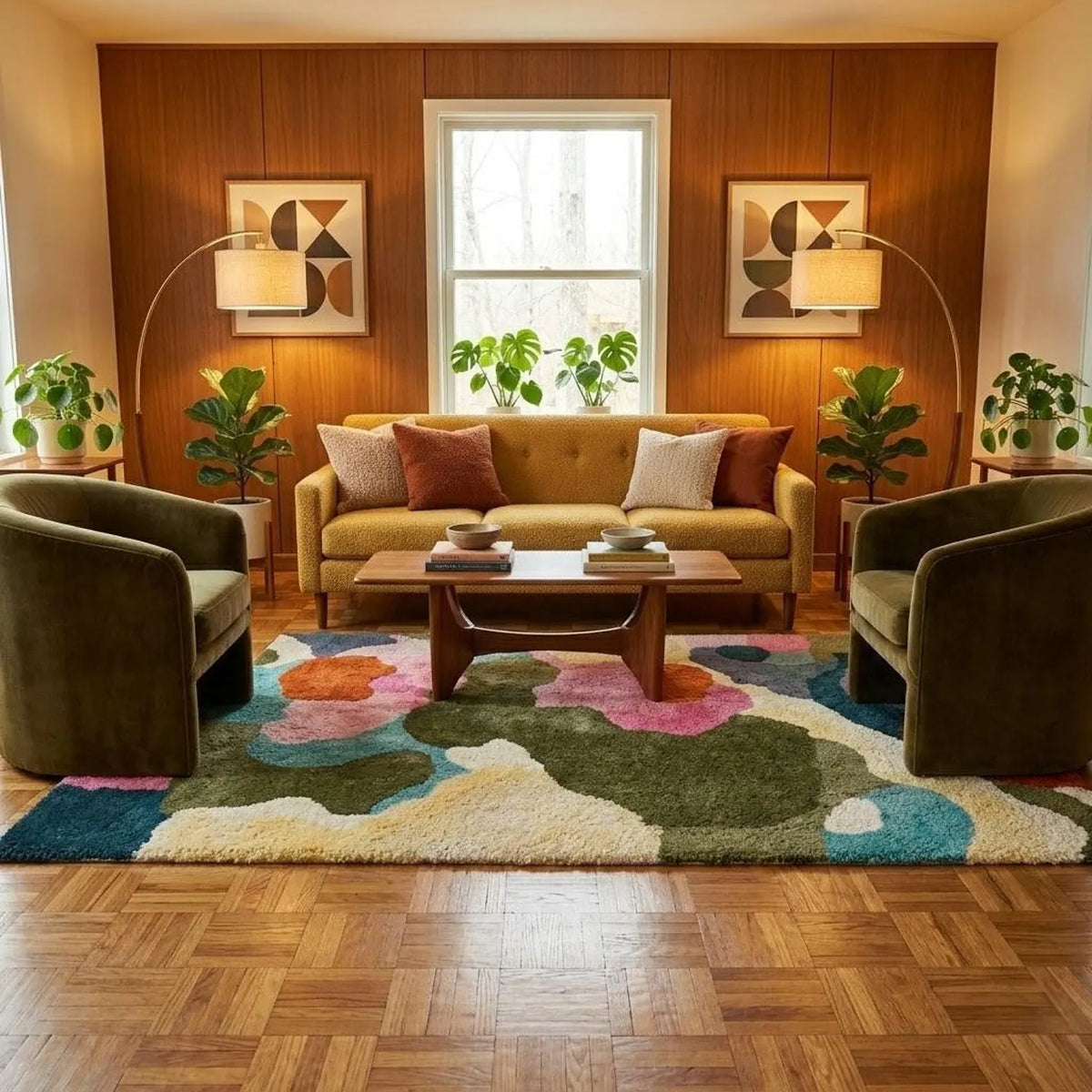 Hand Tufted Floral Rug | Modern Abstract Carpet for Living Room