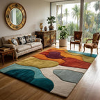 Hand-Tufted Wool Rug: Modern Multicolor Stone Abstract Living room Contemporary Italian Carpet