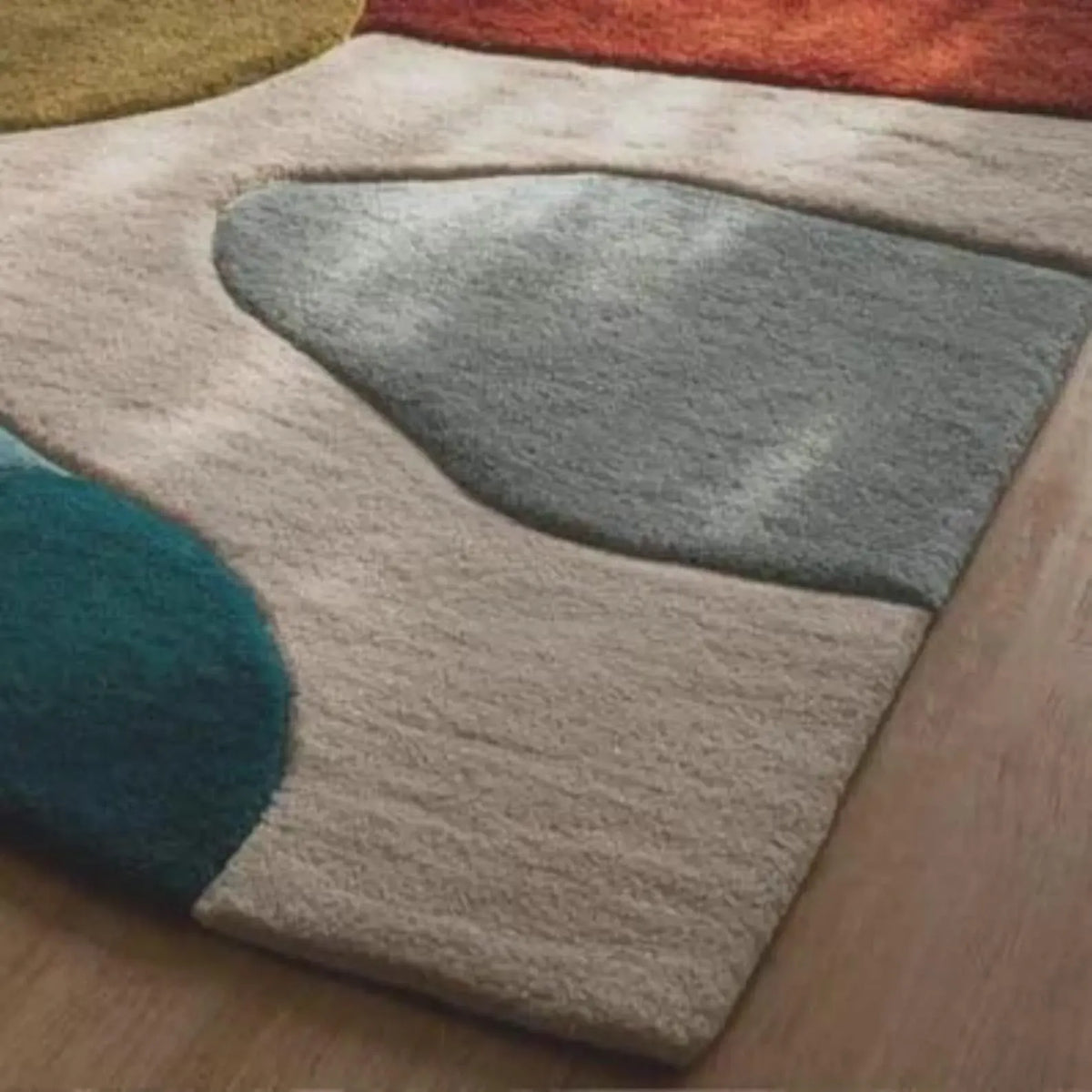 Hand Tufted Wool Rug Modern Abstract Geometric Area Rug Multicolor Carpets