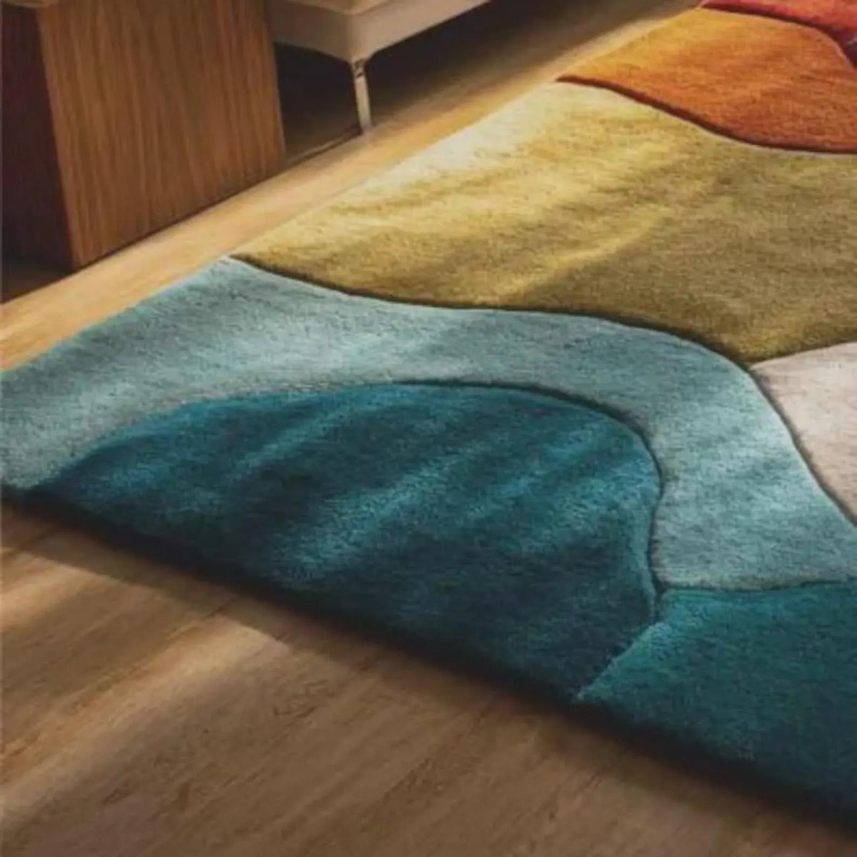 Hand Tufted Wool Rug Modern Abstract Geometric Area Rug Multicolor Carpets