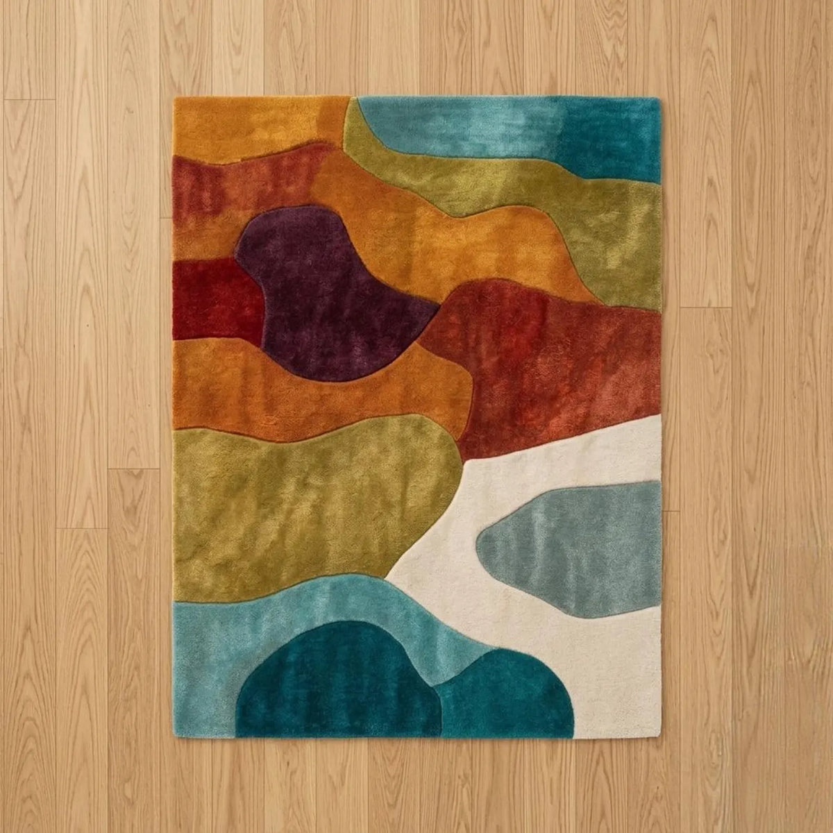 Hand-Tufted Wool Rug: Modern Multicolor Stone Abstract Living room Contemporary Italian Carpet