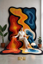 Modern 3D Colorful Hand Tufted Rug, Funky Orange Kitchen Carpet