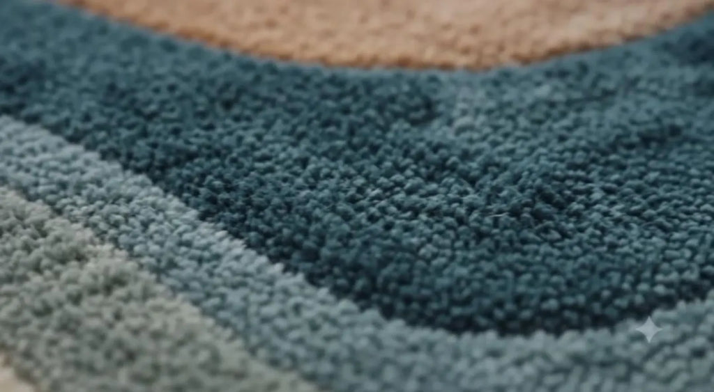 Modern Hand Tufted Rainbow Wave Area Rug – Colorful Abstract Sun Design Carpet – Premium New Zealand Wool Rug for Living Room, Bedroom
