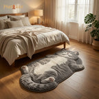 Cute Cat Shaped Rug, Kawaii Cat Area Rug for Bedroom & Bathroom, Soft Japanese Style Floor Mat, Cat Lover Home Decor