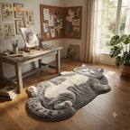 Cute Cat Shaped Rug, Kawaii Cat Area Rug for Bedroom & Bathroom, Soft Japanese Style Floor Mat, Cat Lover Home Decor
