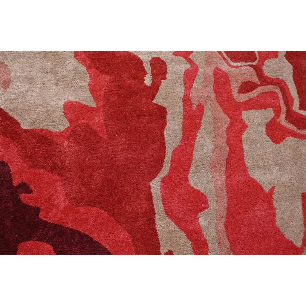 Melange Red Round Irregular Hand Tufted Carpet & Rug