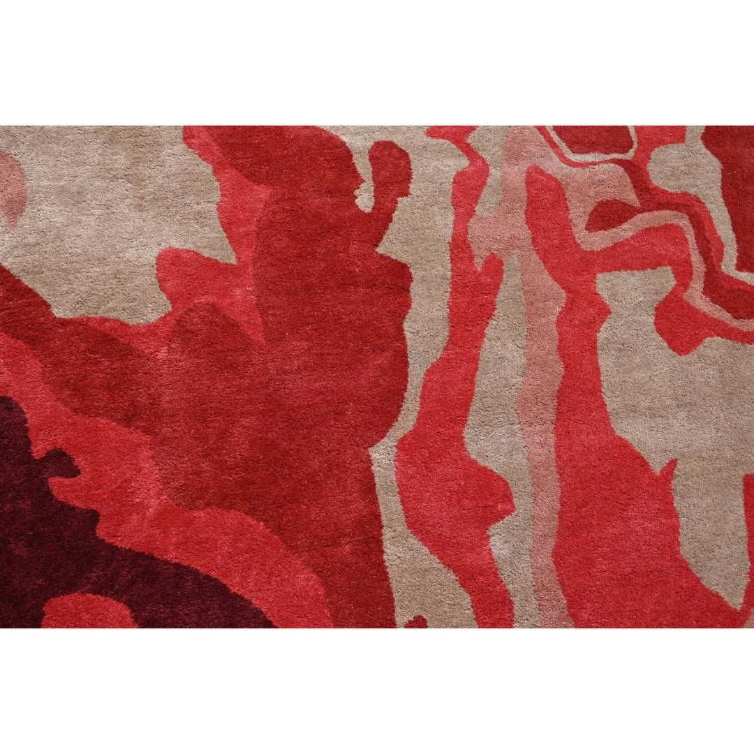Melange Red Round Irregular Hand Tufted Carpet & Rug