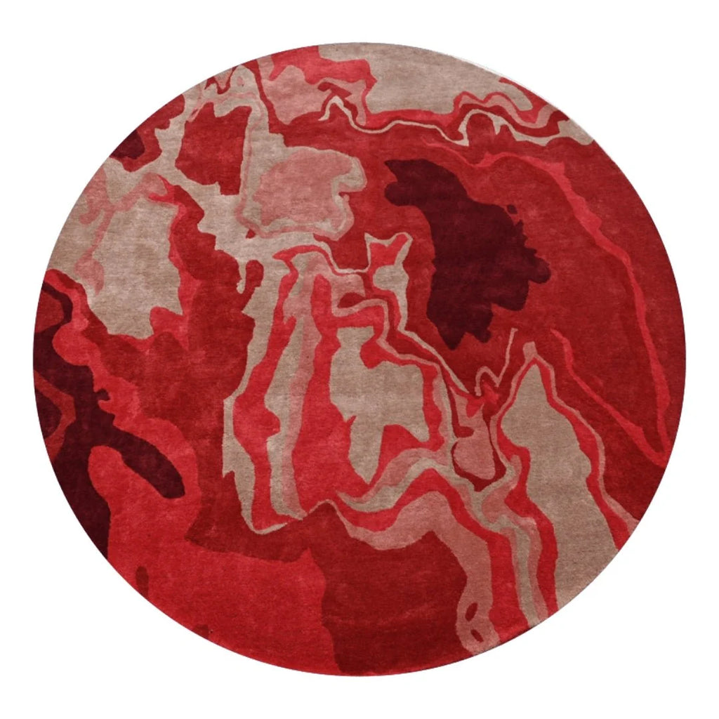Melange Red Round Irregular Hand Tufted Carpet & Rug