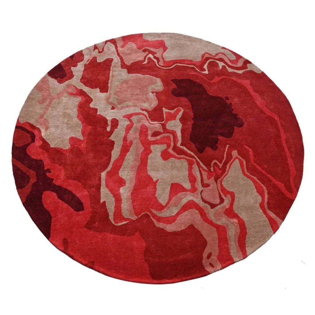 Melange Red Round Irregular Hand Tufted Carpet & Rug
