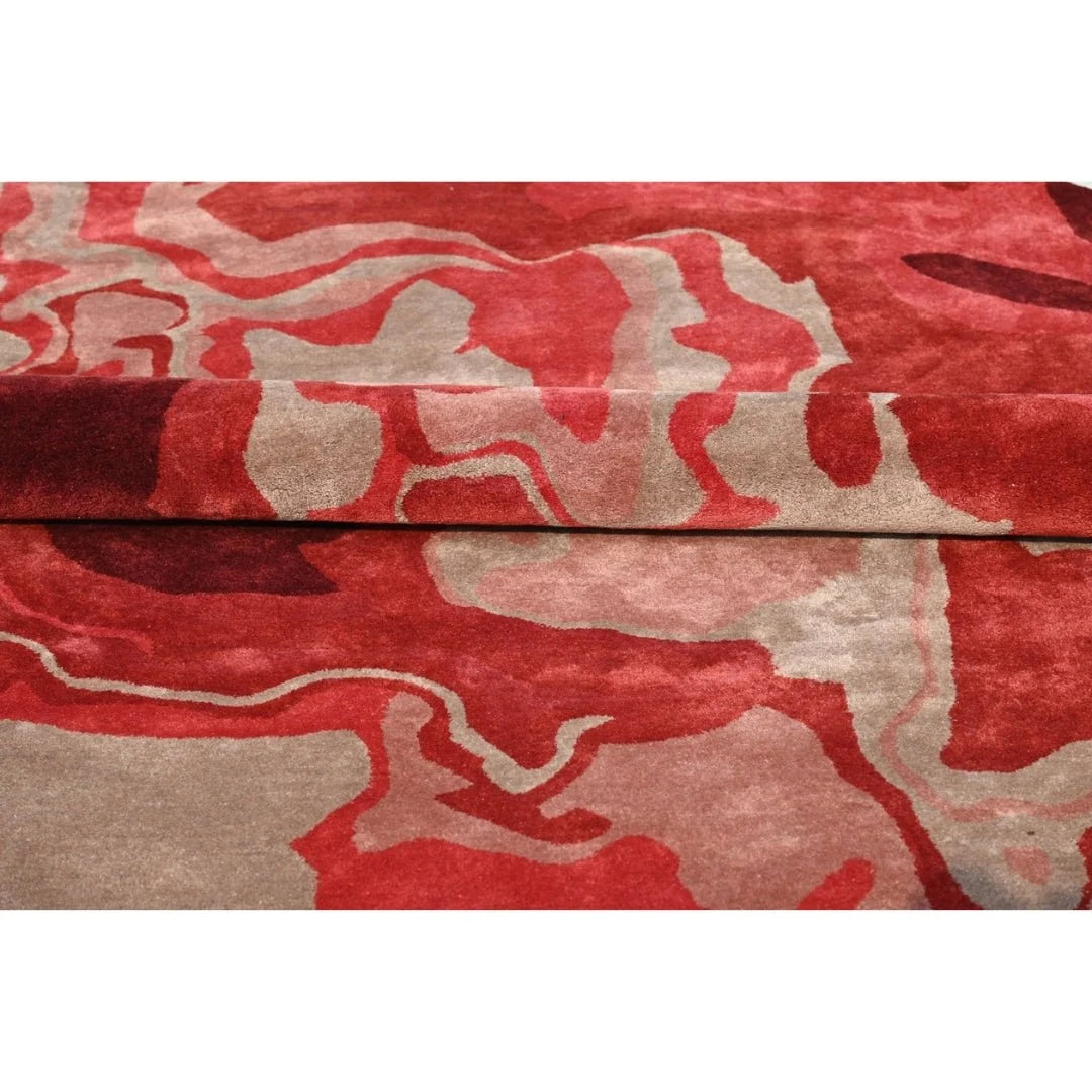 Melange Red Round Irregular Hand Tufted Carpet & Rug