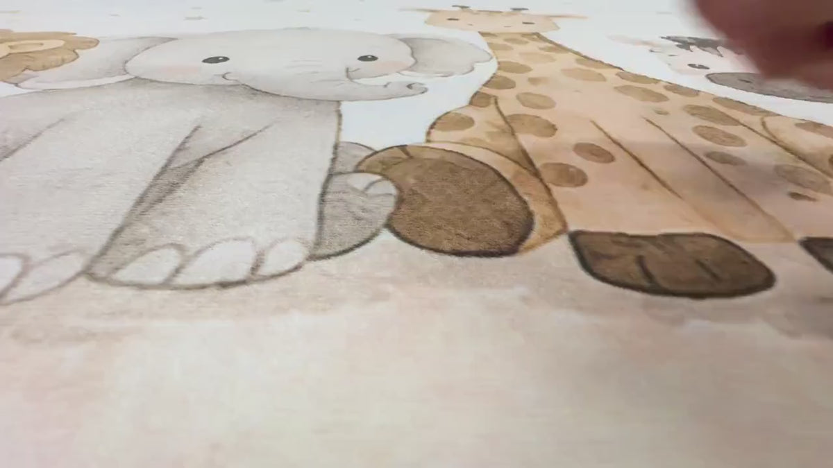 Safari Animals Area Rug – Watercolor Jungle Nursery Floor Mat