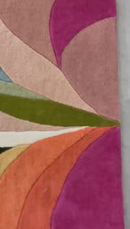 Hand-Tufted Abstract Wool Rug, Colorful Modern Living Room Carpet