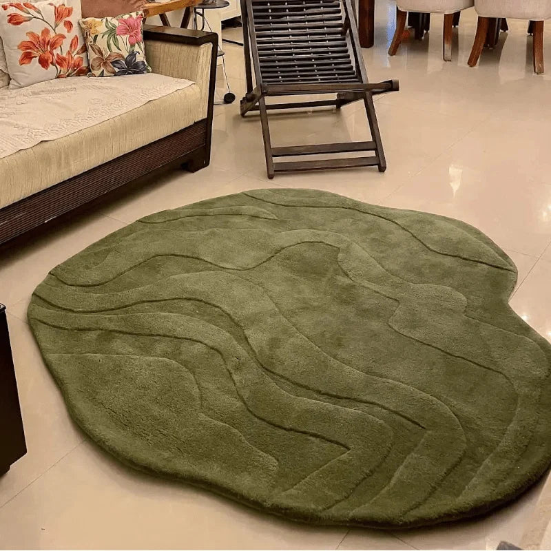 Terrain Green Irregular Hand Tufted Carpet & Rug