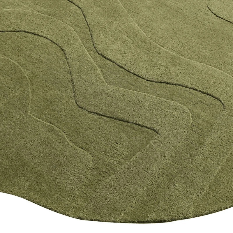 Terrain Green Irregular Hand Tufted Carpet & Rug