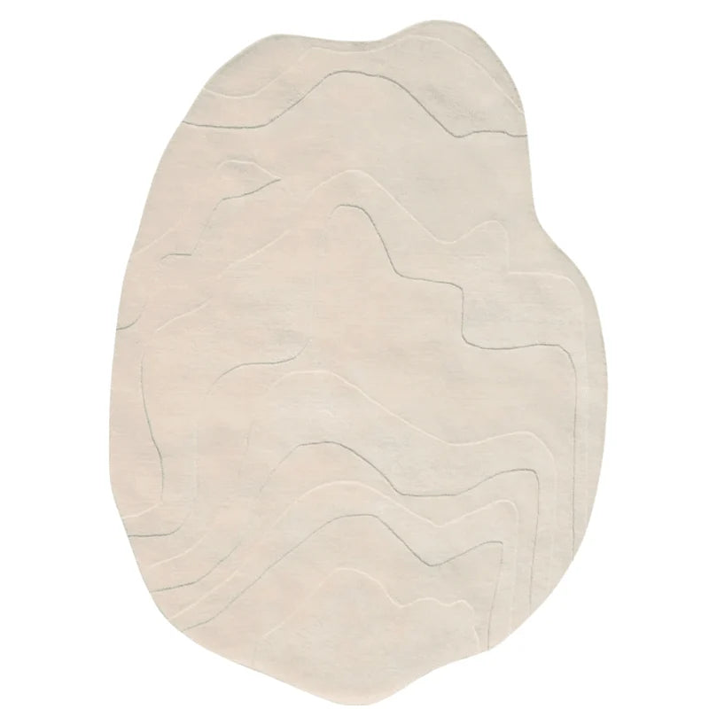 Terrain Round Off White Irregular Hand Tufted Carpet & Rug