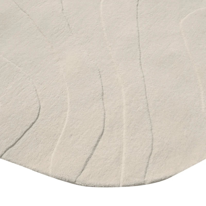 Terrain Round Off White Irregular Hand Tufted Carpet & Rug