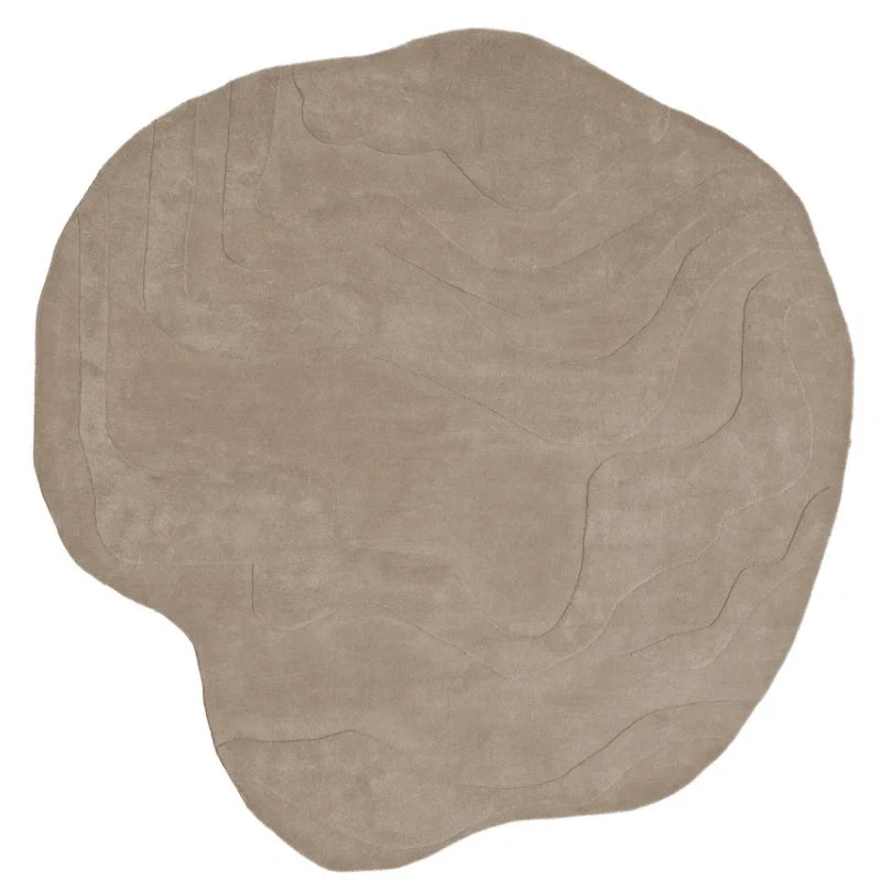 Terrain Round Beige Irregular Hand Tufted Carpet & Rug